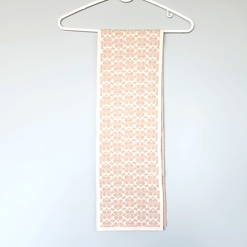 Two tone Coach Scarf. Cream/Tan with gold accents